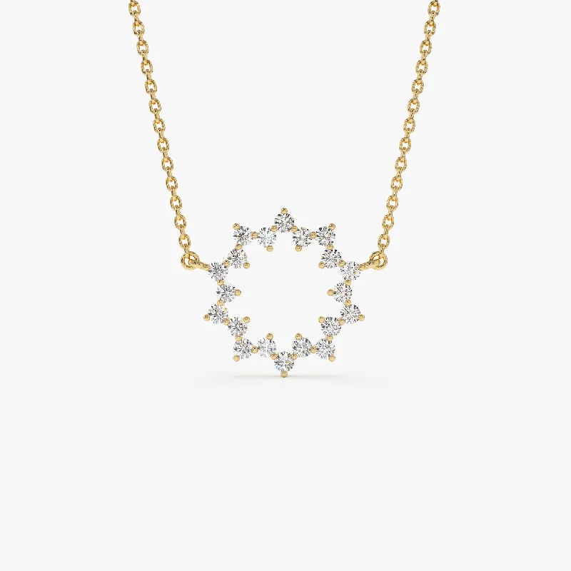 14k Diamond Sun Circle Necklace