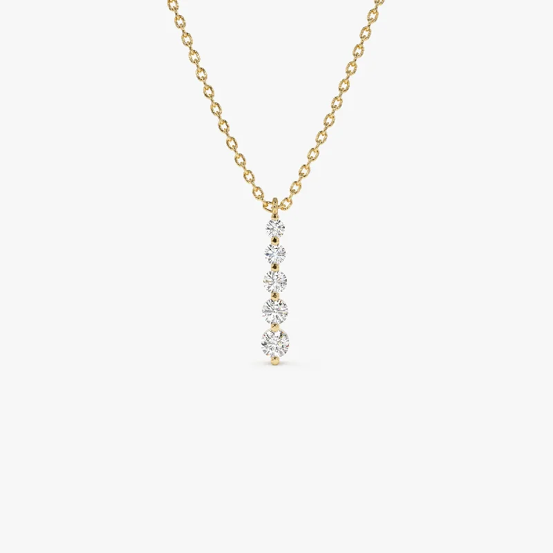 14k Gold Diamond Bar Necklace