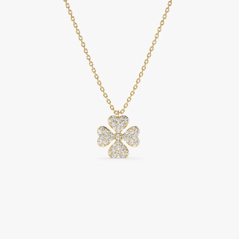 14K Gold Diamond Clover Necklace