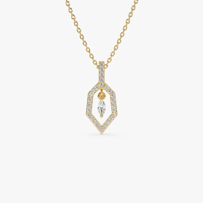 14k Marquise Shape Dangle Diamond Necklace