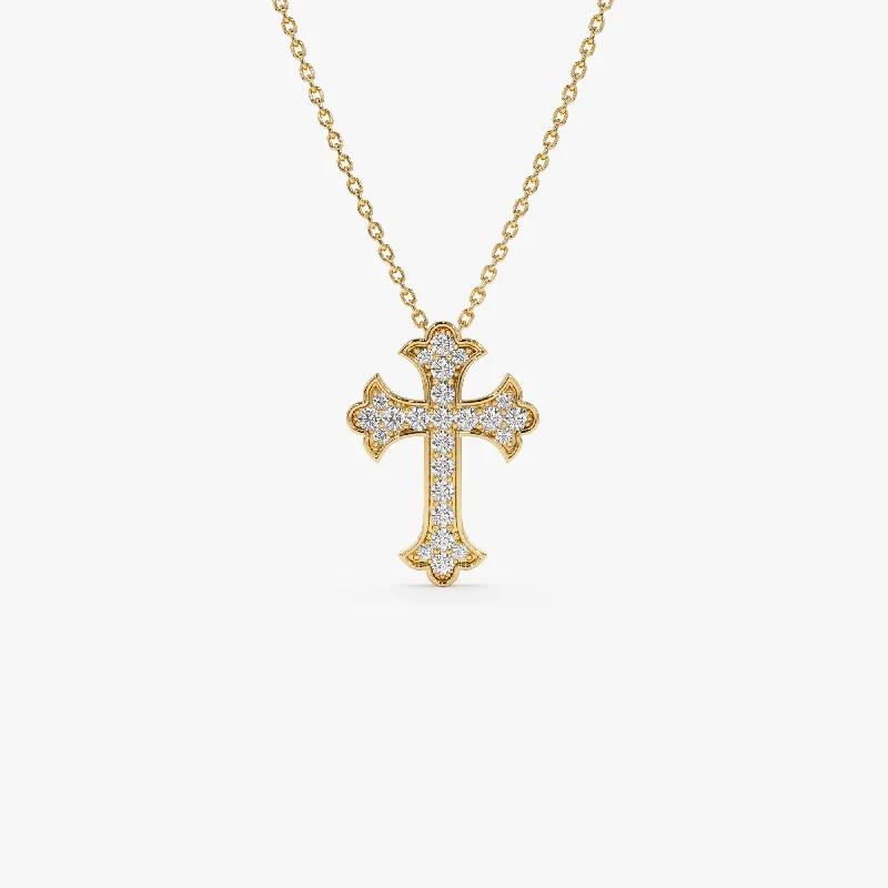 14k Pave Setting Gothic Diamond Cross