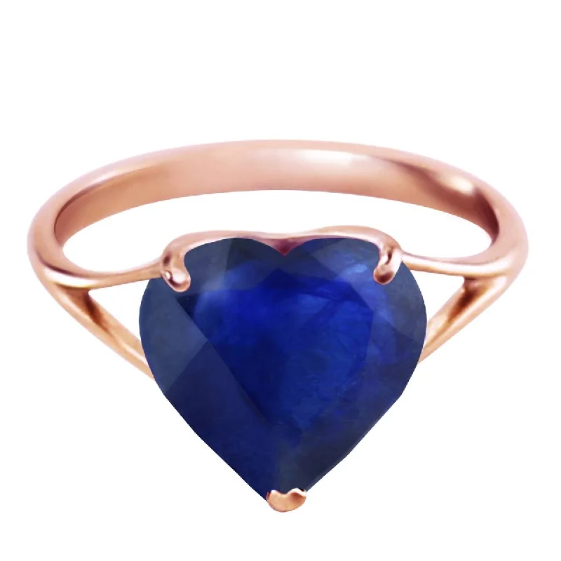 14K Solid Rose Gold Ring w/ Natural 10.0 mm Heart Sapphire