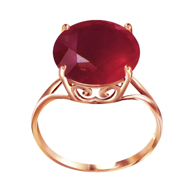 14K Solid Rose Gold Ring w/ Natural 12.0 mm Round Ruby