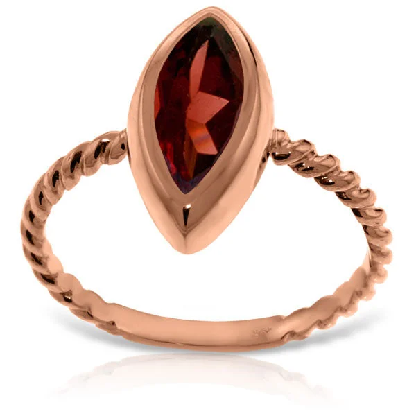 14K Solid Rose Gold Rings w/ Natural Marquis Garnet