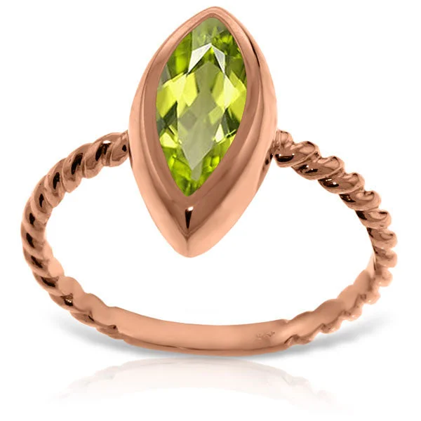 14K Solid Rose Gold Rings w/ Natural Marquis Peridot