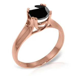 14K Solid Rose Gold Solitaire Ring 1 Carat Black Diamond