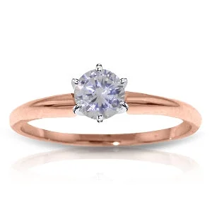 14K Solid Rose Gold Solitaire Ring w/ 0.30 Carat H-i, Si-2 Natural Diamond