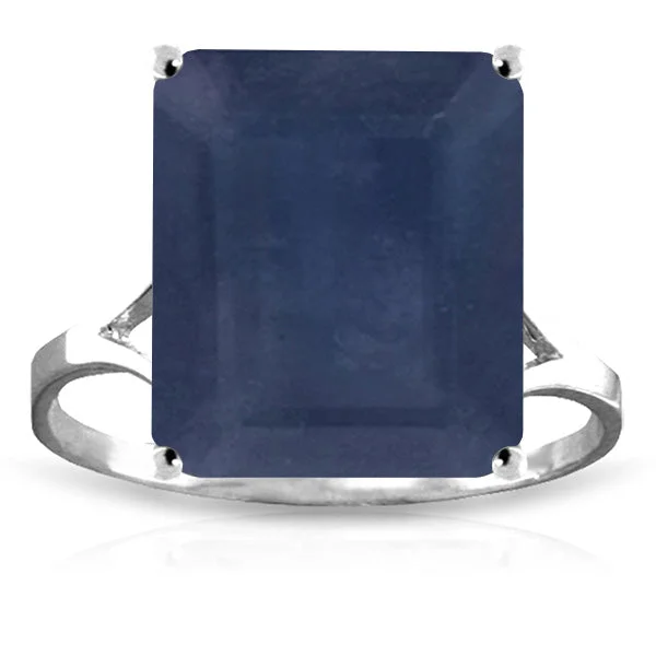 14K Solid White Gold Ring w/ Natural Octagon Sapphire