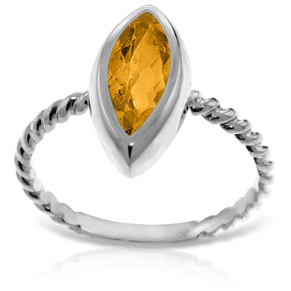 14K Solid White Gold Rings w/ Natural Marquis Citrine