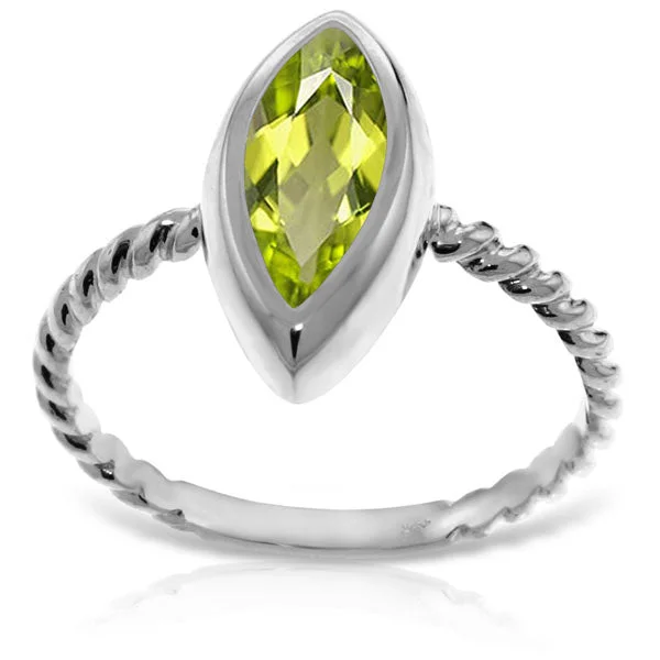 14K Solid White Gold Rings w/ Natural Marquis Peridot