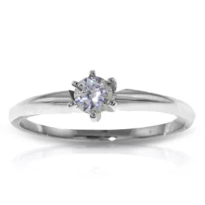 14K Solid White Gold Solitaire Ring w/ 0.20 Carat H-i, Si-2 Natural Diamond