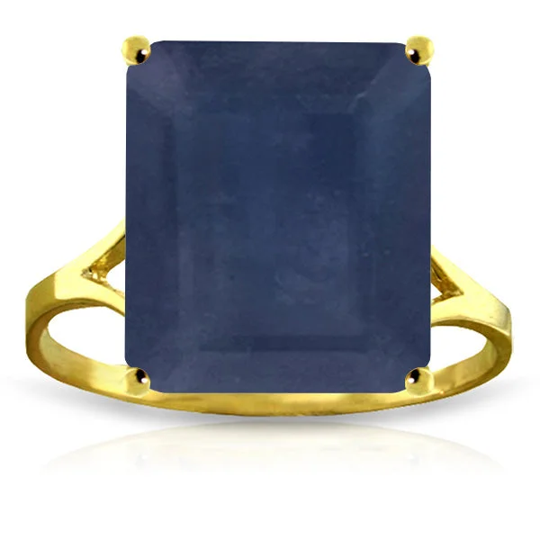 14K Solid Yellow Gold Ring w/ Natural Octagon Sapphire