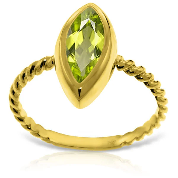 14K Solid Yellow Gold Rings w/ Natural Marquis Peridot