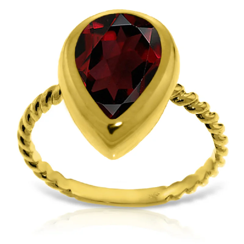 14K Solid Yellow Gold Rings w/ Natural Pear Shape Garnet