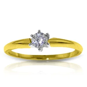 14K Solid Yellow Gold Solitaire Ring w/ 0.20 Carat H-i, Si-2 Natural Diamond