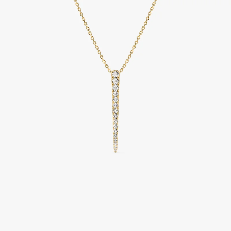 14K Tapered Diamond Bar Necklace