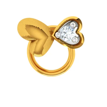 22k Dual Heart-shaped Wired Yellow Gold Nose Ring