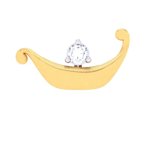 22KT Boat Shaped Stud Gold Nosepin With A Diamond From Online Exclusive Collection