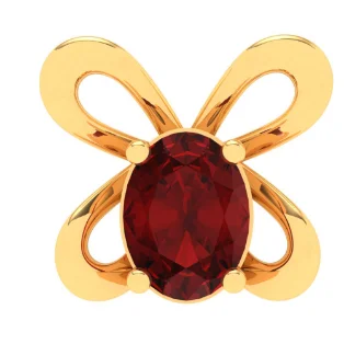 22KT Butterfly Shaped Gold Nosepin With A Red Stone From Online Exclusive Collection