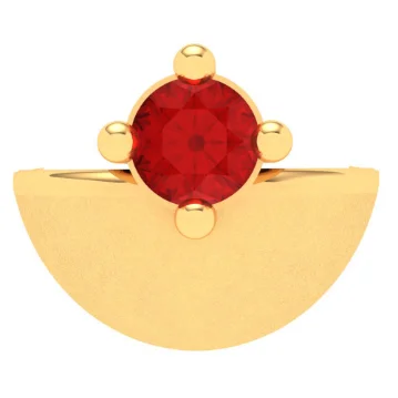 22KT Diya Shape Gold Nosepin With A Round Shape Red Stone From Online Exclusive