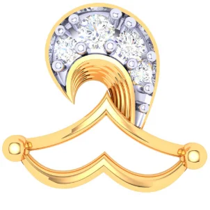 22KT Diya Shaped Gold Nosepin With Four Diamonds From Online Exclusive Collection