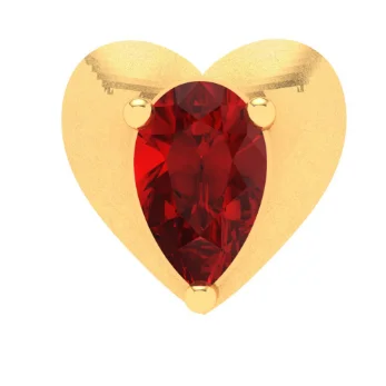 22KT Love Shaped Stud Gold Nosepin With Red Stone From Online Exclusive Collection