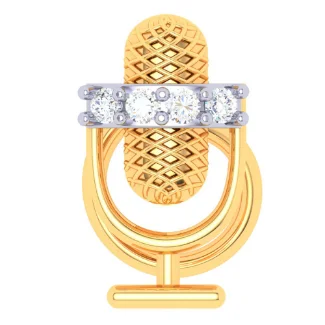 22KT Microphone Shaped Gold Nosepin With Three Stones From Online Exclusive Collection