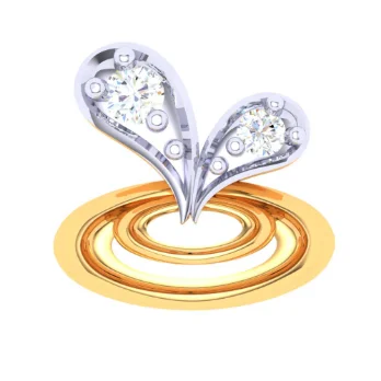 22KT Unique Love Shaped Gold Nosepin With Two Diamonds From Online Exclusive Collection