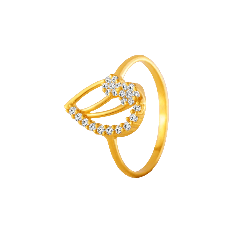 22KT Yellow Gold And American Diamond Ring For Women