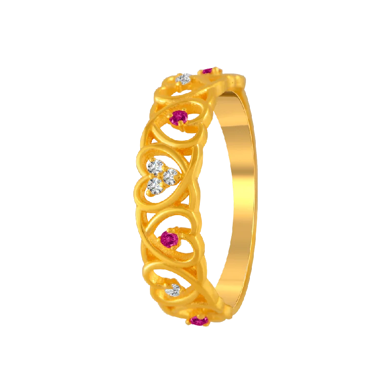 22KT Yellow Gold And American Diamond Ring For Women