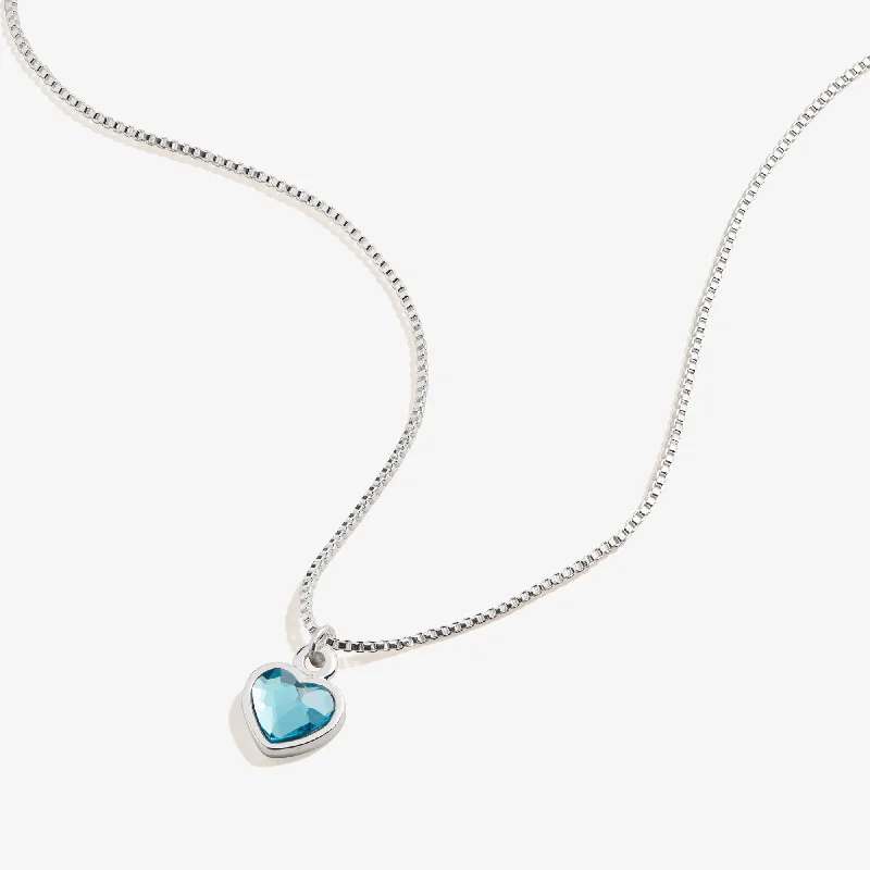 Aquamarine Heart Necklace, March Birthstone