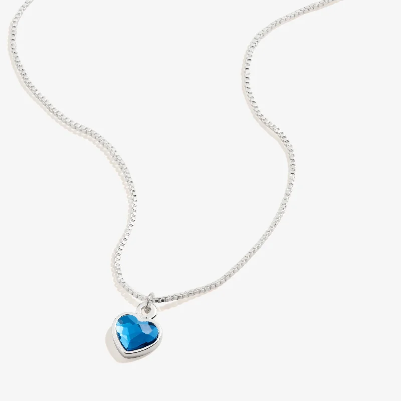 Blue Zircon Heart Necklace, December Birthstone