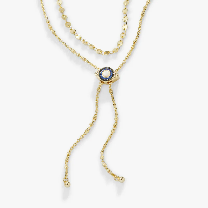 Evil Eye Layered Bolo Necklace