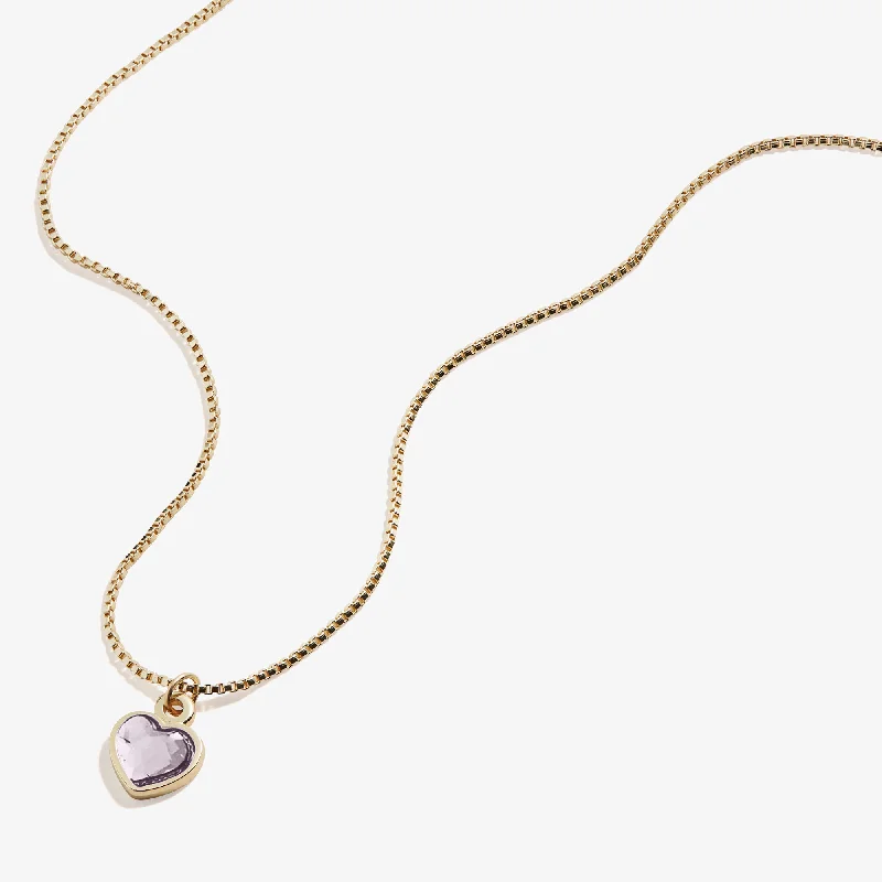 June Birthstone Light Amethyst Heart Necklace