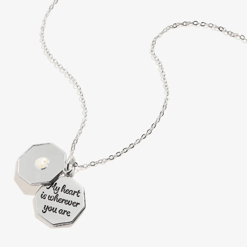 My Heart is Wherever You Are' Slider Necklace, Adjustable