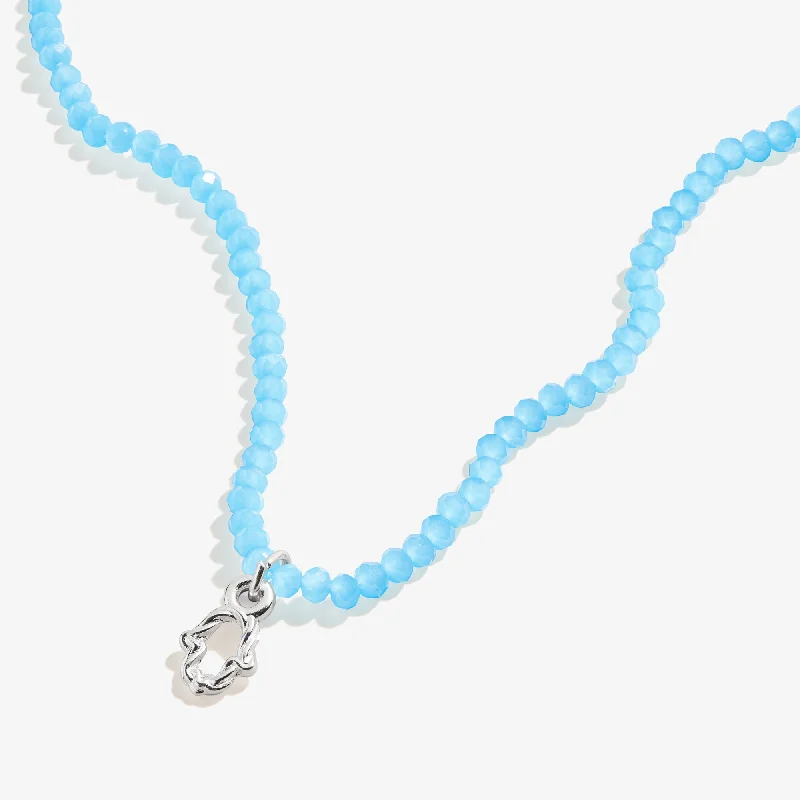 Protection Hamsa + Blue Bead Necklace, Adjustable