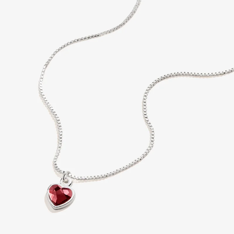 Scarlet Heart Necklace, January Birthstone